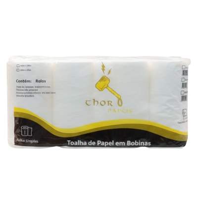 Papel Toalha Bobina Autocorte 100% Celulose 6 Rolos